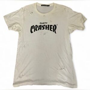 Brian Litchenberg Party Crasher Destroyed Black & White Short Sleeve Tee Size M